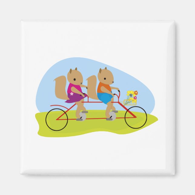 Squirrels på en Tandem Bike Magnet (Framsidan)