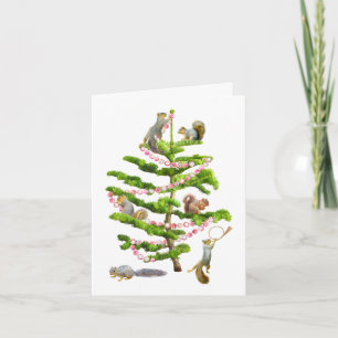 Squirrels Peppermint Träd-julkort Kort