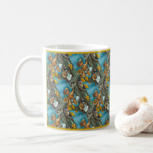 SQUIRRELS & UGGLA THANKSGIVING, HOMEMADE ACORN PAJ KAFFEMUGG
