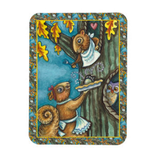 SQUIRRELS & UGGLA THANKSGIVING, HOMEMADE ACORN PAJ MAGNET