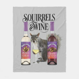 Squirrels & Vin - Funny Squirrel Älskare och Vin D Fleecefilt