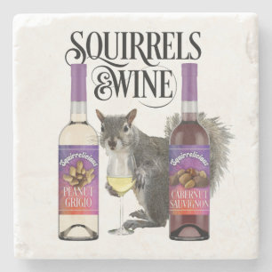 Squirrels & Vin - Funny Squirrel Älskare och Vin D Stenunderlägg