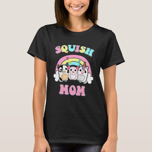 Squish Mamma Rainbow Axolotl Unicorn Dairy cattle T Shirt (Framsida)