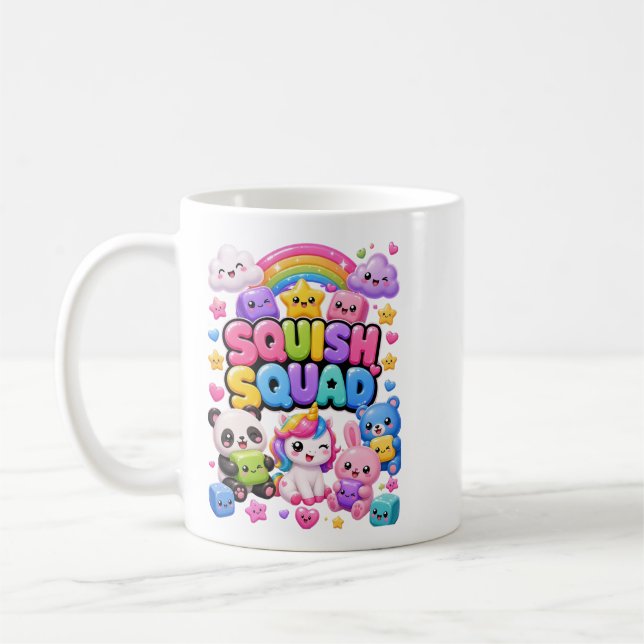 Squish Squad Glittrande Regnbåge Panda Enhörning S Kaffemugg (Vänster)