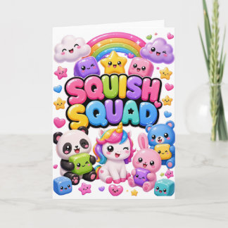 Squish Squad Glittrande Regnbåge Panda Enhörning S Kort
