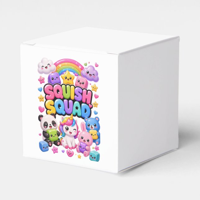 Squish Squad Glittrande Regnbåge Panda Enhörning S Presentaskar (Framsidan Sidan)