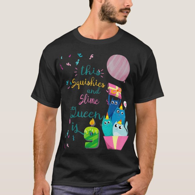 Squishies och Slime Queen 9th Birthday Shirt  T (Framsida)