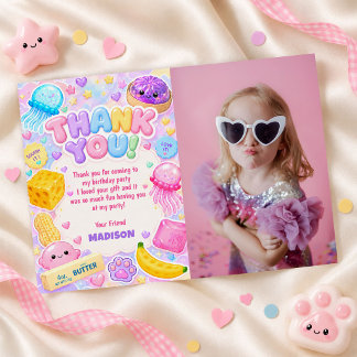 Squishy Tjej Söt Kawaii Färgglad Födelsedagsfoto Tack Kort