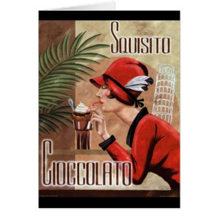 Squisito Cioccolato italiensk chokladkvinna i röt OBS Kort