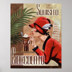 Squisito Cioccolato italiensk chokladkvinna i rött Poster