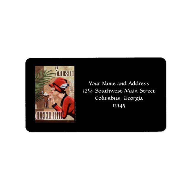 Squisito Cioccolato Italy Chocolate Woman in Red Adressetikett (Framsidan)