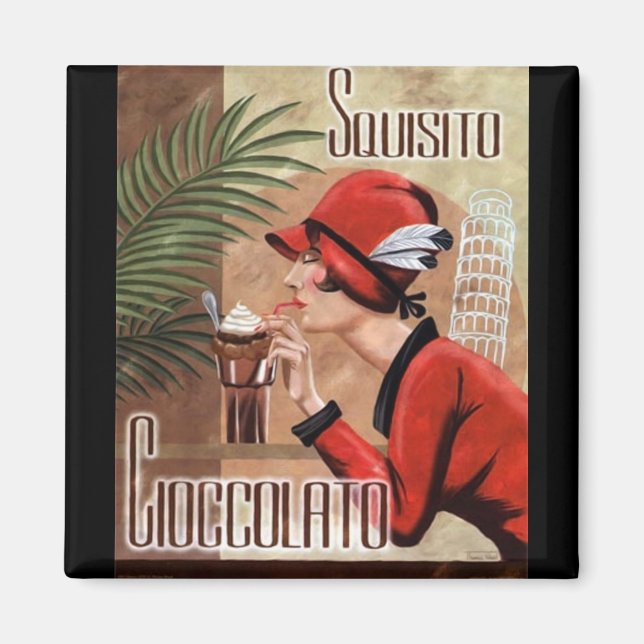 Squisito Cioccolato Italy Chocolate Woman in Red Magnet (Framsidan)