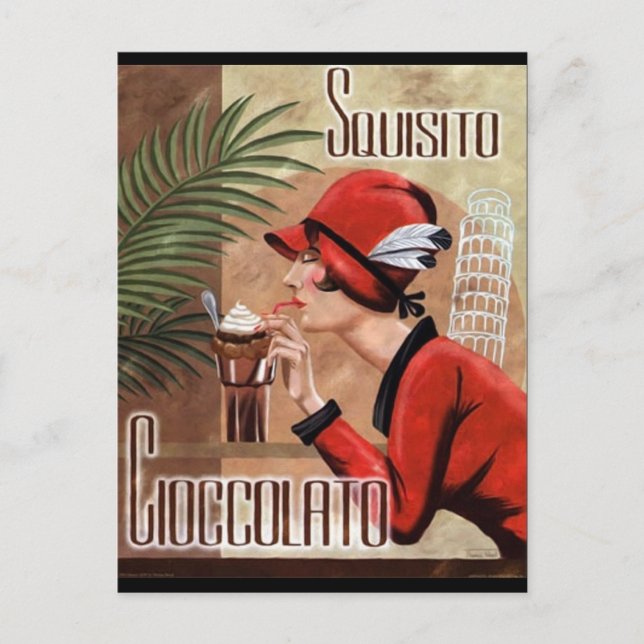 Squisito Cioccolato Italy Chocolate Woman in Red Vykort (Framsida)