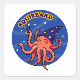 Squizzard Funny Magic Animal Pun Sticker Fyrkantigt Klistermärke