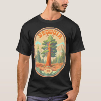 Squoia National Park Träd Illustration Hiking Ret T Shirt