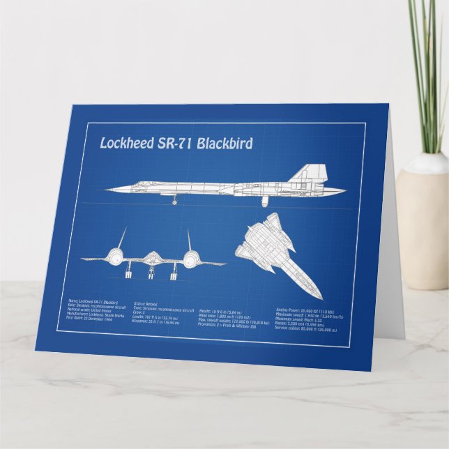 SR-71 Blackbird - Flygplanets plan ABD Tack Kort (Framsida)