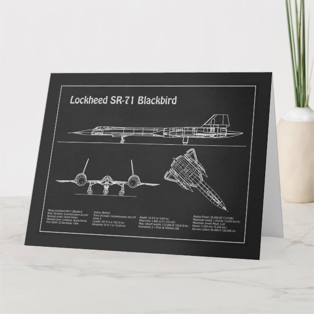 SR-71 Blackbird - Flygplanets plan PD Tack Kort (Framsida)