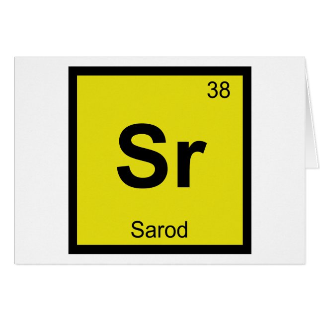 Sr - Sarodmusik Kemins periodiska system symbol Hälsningskort (Framsidan Horizontal)