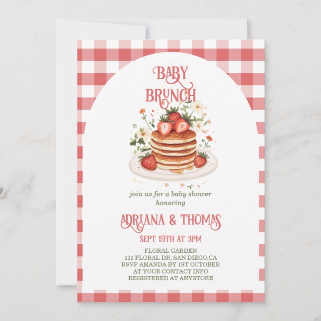Srawberry Pancake Baby Brunch Shower Inbjudningar (Framsida)