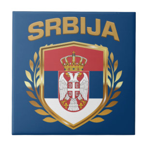 Srbija Flagga Shield Serbien Kakelplatta