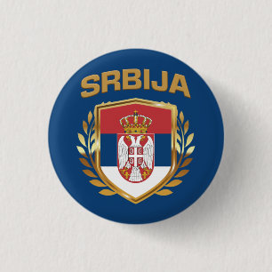 Srbija Flagga Shield Serbien Knapp