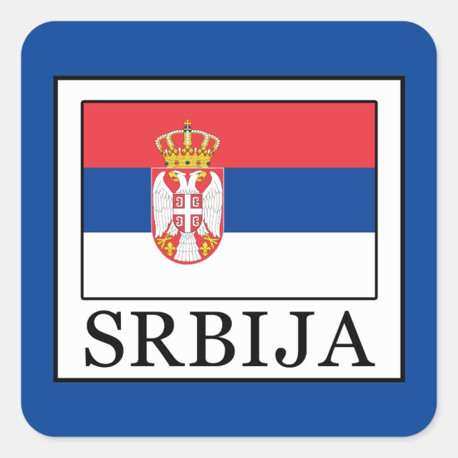 Srbija Fyrkantigt Klistermärke (Framsida)