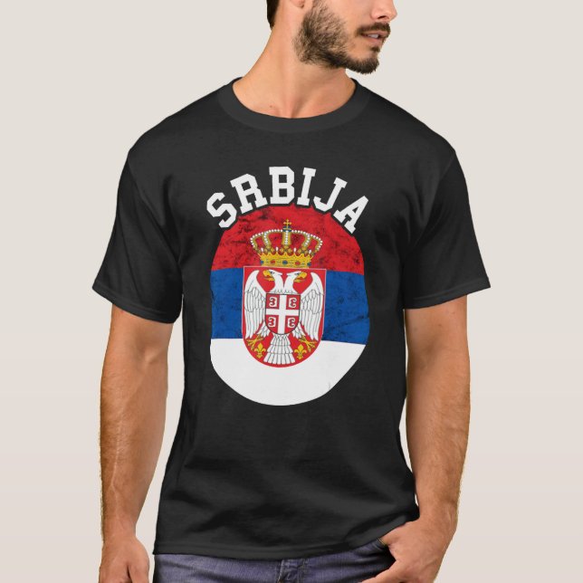 Srbija Serbiska serbiska Flagga serbiska rooter se T Shirt (Framsida)