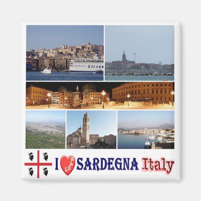 SRD039 SARDINIA I Kärlek, Mosaic, Italien, Fridge Magnet (Framsidan)