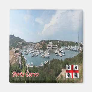 SRD054 PORTO CERVO Port, Sardinien, Fridge Magnet