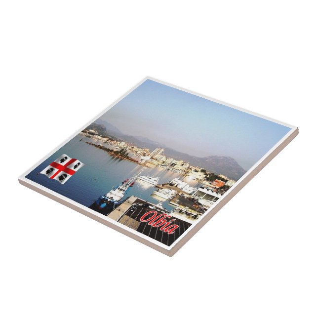 SRD056 OLBIA, Port, Sardinien, Italien Kakelplatta (Sidan)