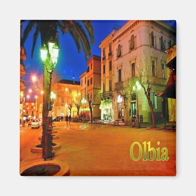 SRD057 OLBIA, Piazza Regina Margherita, Fridge Magnet (Framsidan)