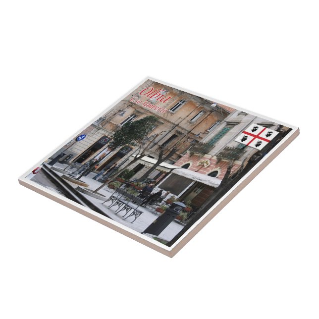 SRD059 OLBIA, Corso Umberto, Sardinien Kakelplatta (Sidan)