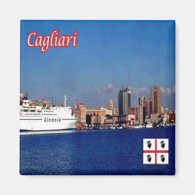 SRD062 CAGLIARI, Port, Sardinien, Fridge Magnet (Framsidan)