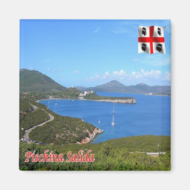 SRD064 ALGHERO PISCHINA SALIDA, Kylskåp Magnet (Framsidan)