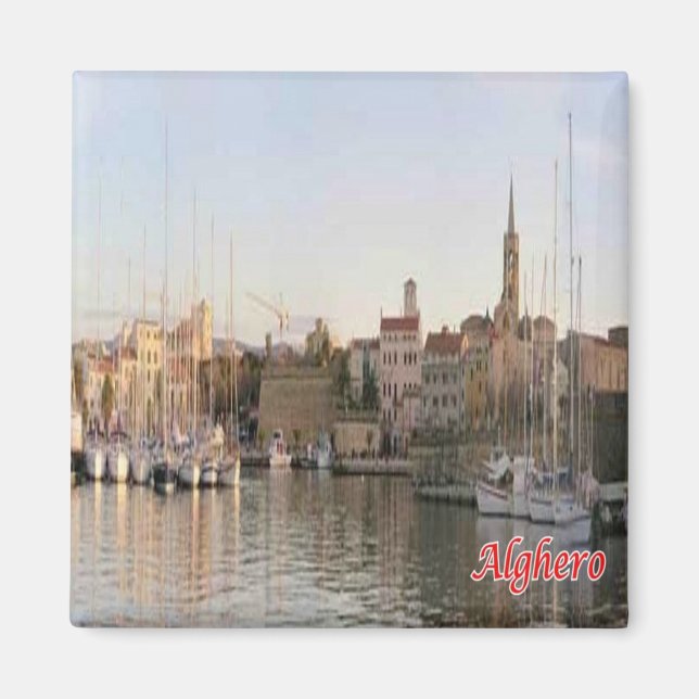 SRD067 ALGHERO, Panorama, Sardinien, Fridge Magnet (Framsidan)