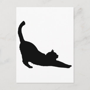 Sretching Black Cat Silhouette Vykort