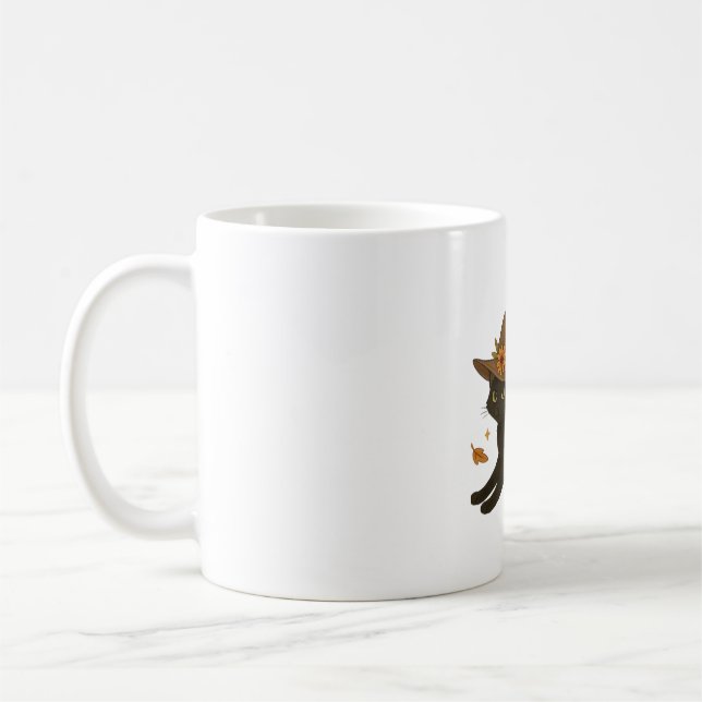 Sretching Black Cat - Witchy Autumn Classic T-Shi Kaffemugg (Vänster)
