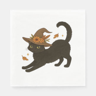 Sretching Black Cat - Witchy Autumn Classic T-Shi Pappersservett