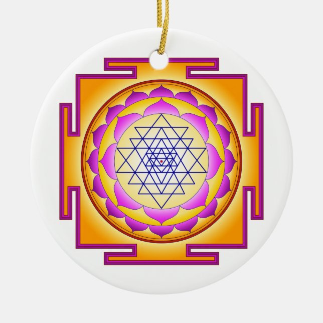 Sri Chakra gudinna Shri Lalitha Tripura Sundari Julgransprydnad Keramik (Framsidan)