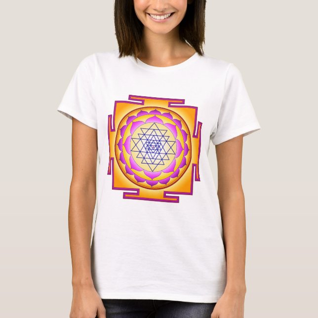 Sri Chakra gudinna Shri Lalitha Tripura Sundari Tee Shirt (Framsida)