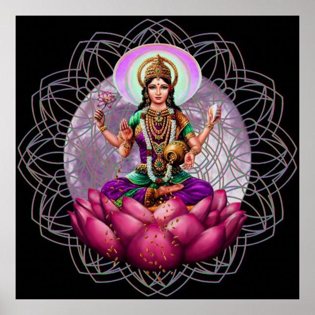 Sri Lakshmi / Laxmi Divine Large poster print (Framsidan)