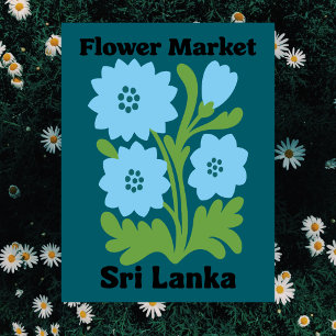 Sri Lanka blomstermarknad Blå vattenlilja blomster Vykort