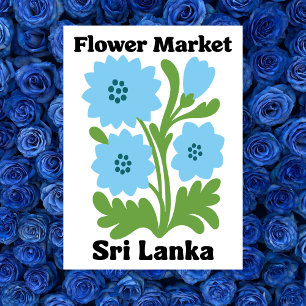 Sri Lanka blomstermarknad blå vattenlilja tropisk Vykort