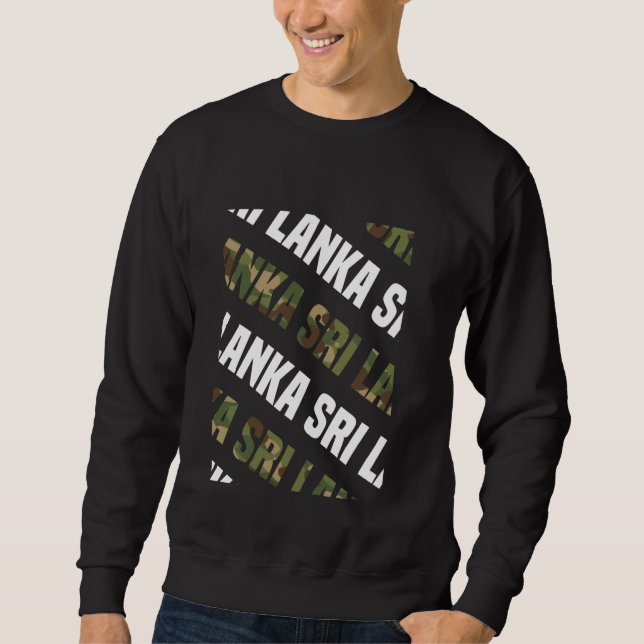 Sri Lanka Camo Mönster Grönt Camouflage Lång Ärmad Tröja (Framsida)