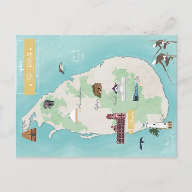 Sri Lanka carte Vykort (Framsida)