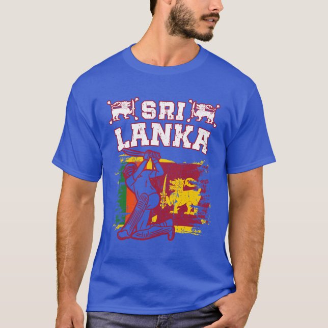 Sri Lanka Cricket Gift, Flagga Brush Stroke T Shirt (Framsida)