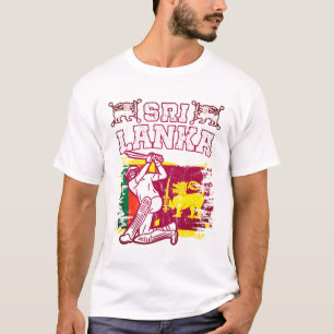 Sri Lanka Cricket Gift, Flagga Brush Stroke T Shirt