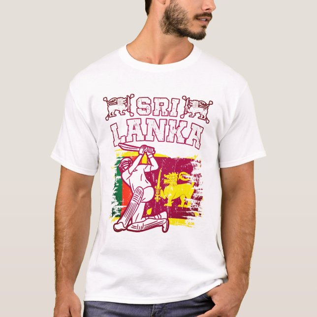 Sri Lanka Cricket Gift, Flagga Brush Stroke T Shirt (Framsida)