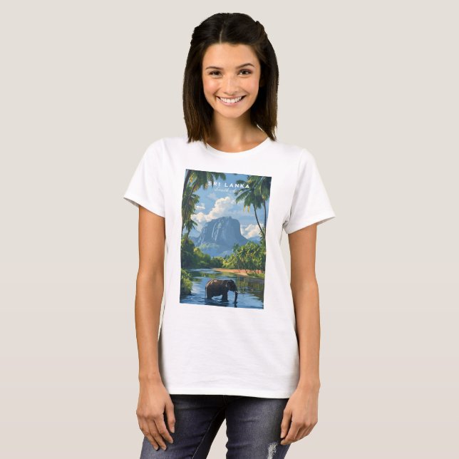 Sri Lanka Elephant River Jungle T-Shirt for Women (Hel framsida)