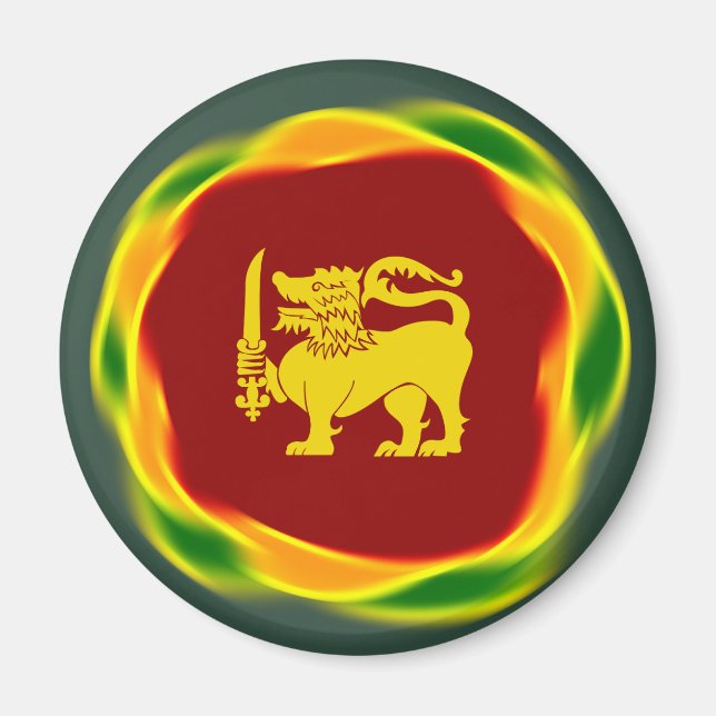 Sri Lanka färg och Gult Lejona Sinhala Magnet (Framsidan)